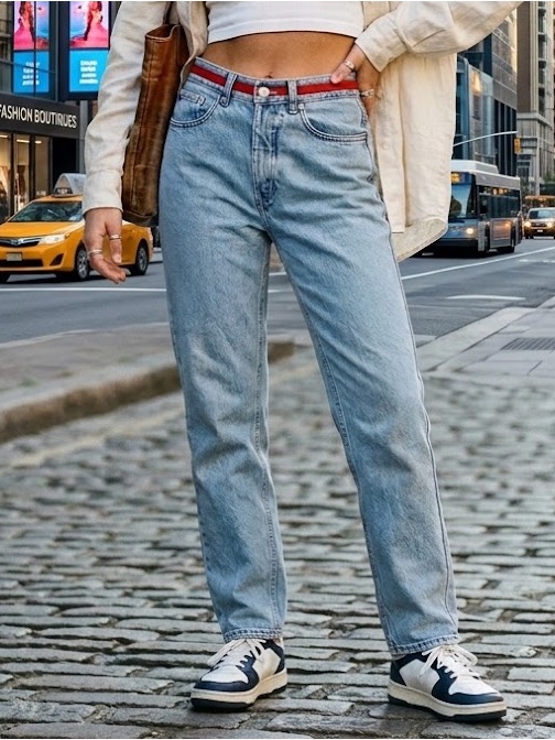 Rare Vintage Y2k Tommy Hilfiger Mom Jeans 8 Straight Leg 30” Inseam Red Accent